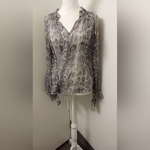 Rebecca Taylor Snakeskin Print Silk Pullover Blouse Top Sz 2